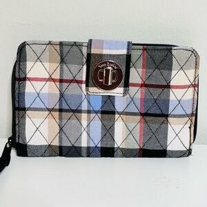 Vera Bradley Women's Outlet Cotton Turnlock Wallet Perfectly Plaid NEW W/ TAGS!